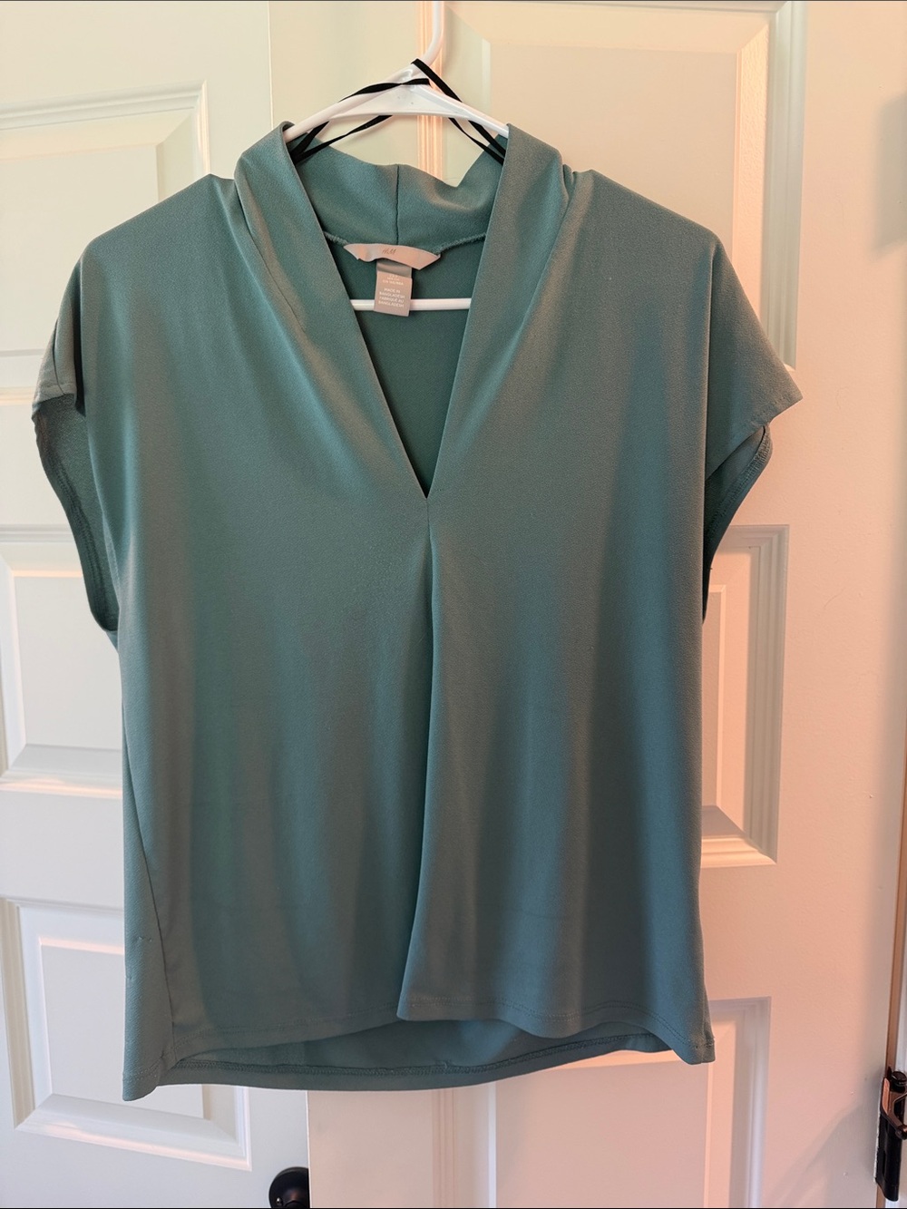 H&M Teal V-Neck Cap Sleeve Blouse